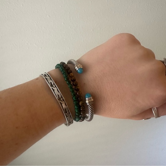 David Yurman | Classic Cable Bracelet | 14k Yellow Gold & Turquoise - Picture 5 of 6